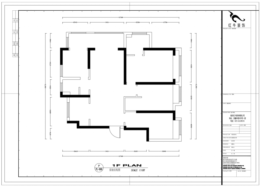 蔡成昊_紅牛設(shè)計(jì)--保利金地貝克115㎡（四房）現(xiàn)代風(fēng)格02戶型分析_原始結(jié)構(gòu)圖