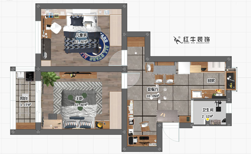 陶陽(yáng)_小火瓦巷20號(hào)3-2-504-63㎡-現(xiàn)代輕奢風(fēng)格_平面圖
