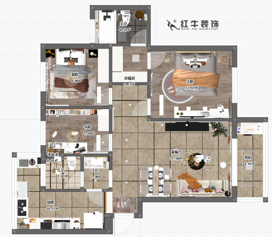 孟憲濤_浦泰和天下三期29-3-1207-115㎡-輕奢風格_平面圖