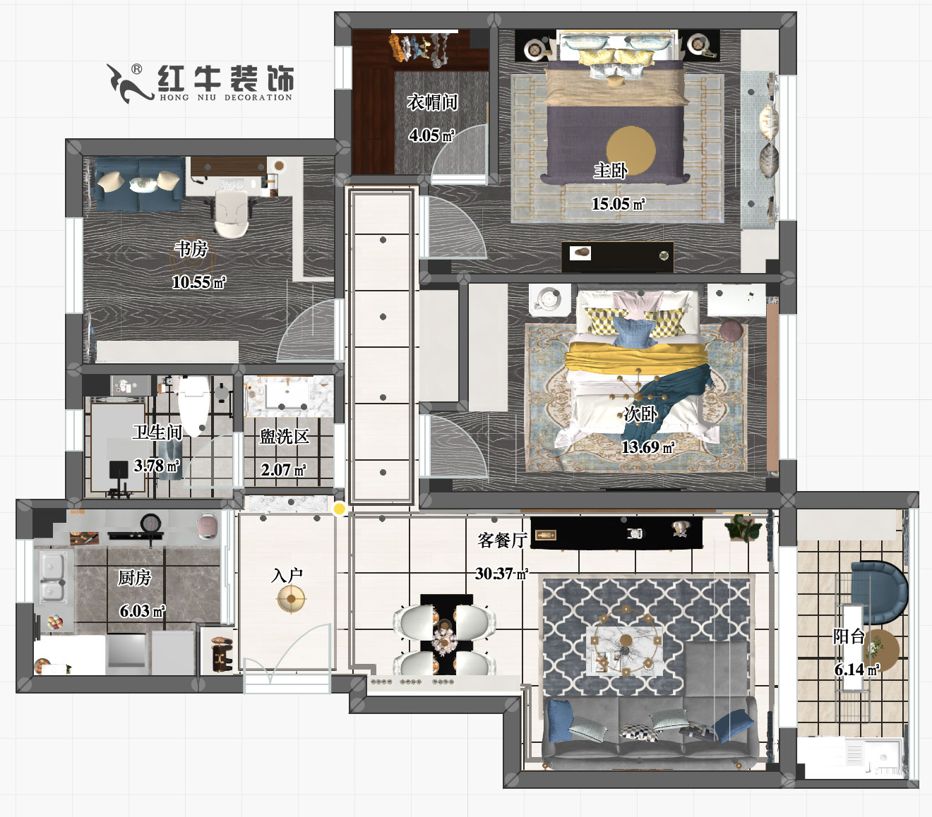 郭志成_紫金華府C區(qū)4-303-120㎡-現代輕奢_彩平圖