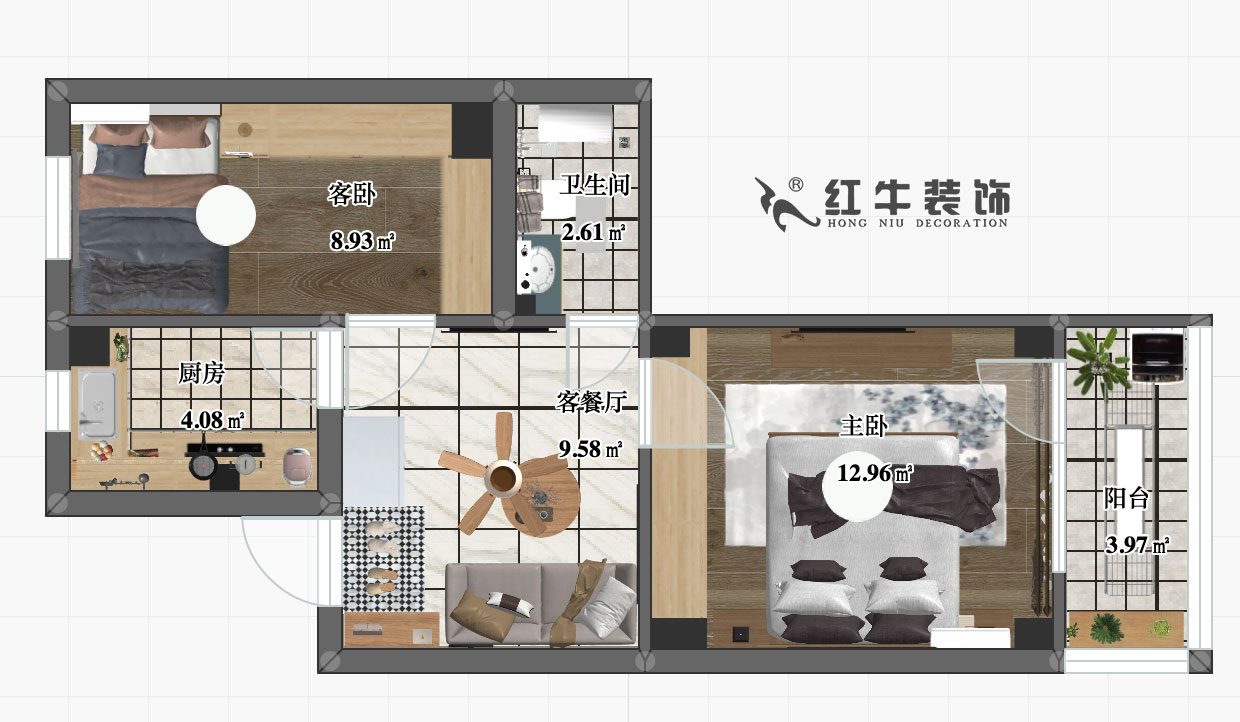 張桐瑋_泰倉(cāng)巷8號(hào)203室-47㎡-北歐風(fēng)格00彩平圖