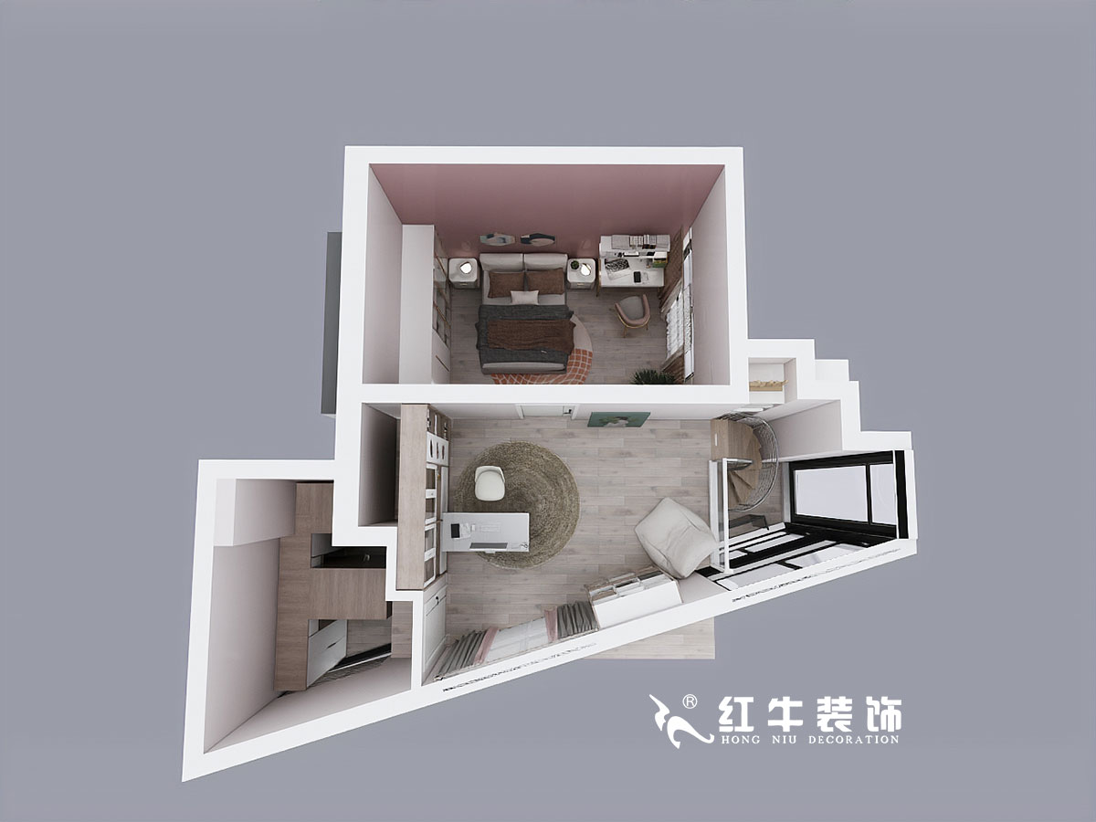 余瑋_萬(wàn)科尚都薈B座523室-75㎡-現(xiàn)代風(fēng)格00二樓鳥瞰圖