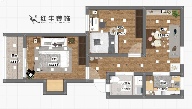 魏明花_西華東村11-3-605-60㎡-簡約風格00彩平圖