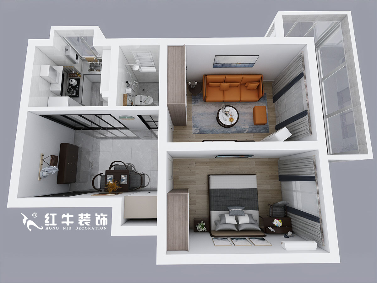張桐瑋_新姚家巷13-601-59㎡-北歐風格_1室2廳1衛(wèi)（老房裝修）_定制家￥81000_全包9萬00鳥瞰圖