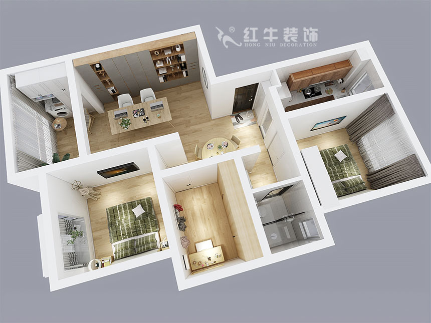 魏利利_津橋華府82㎡現(xiàn)代簡約｜顛覆傳統(tǒng)客廳，即是休閑書吧又是影院03鳥瞰圖