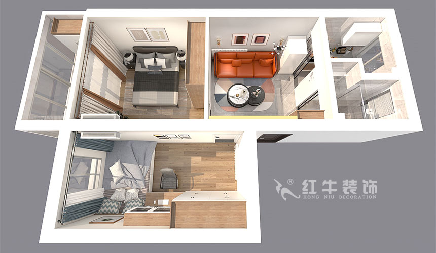 孟憲濤_北秀村22號(hào)3-702-60㎡-現(xiàn)代風(fēng)格_2室1廳1衛(wèi)（二手房裝修）_定制家￥89500_全包9萬(wàn)00_04鳥(niǎo)瞰圖