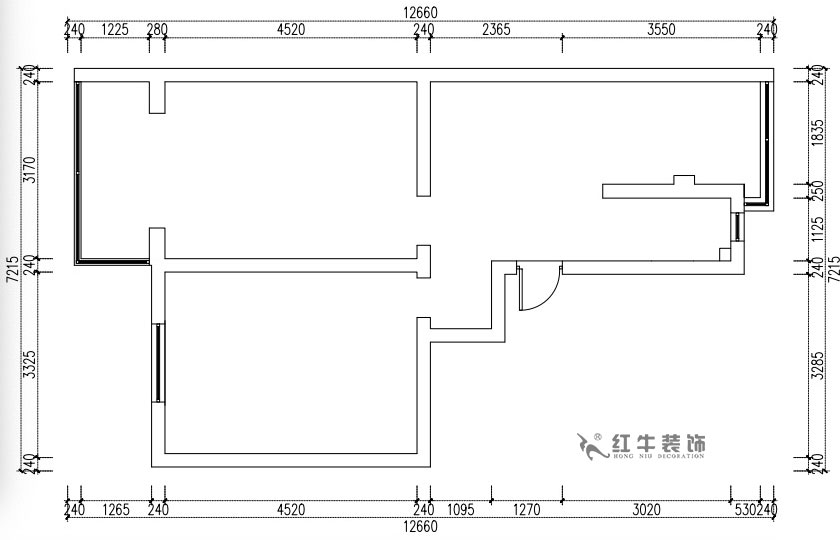 張桐瑋｜天津新村25-304-64㎡-現(xiàn)代簡美風(fēng)格｜2室1廳1衛(wèi)｜老房裝修｜定制家￥71800｜全包10萬｜00_01原始結(jié)構(gòu)圖