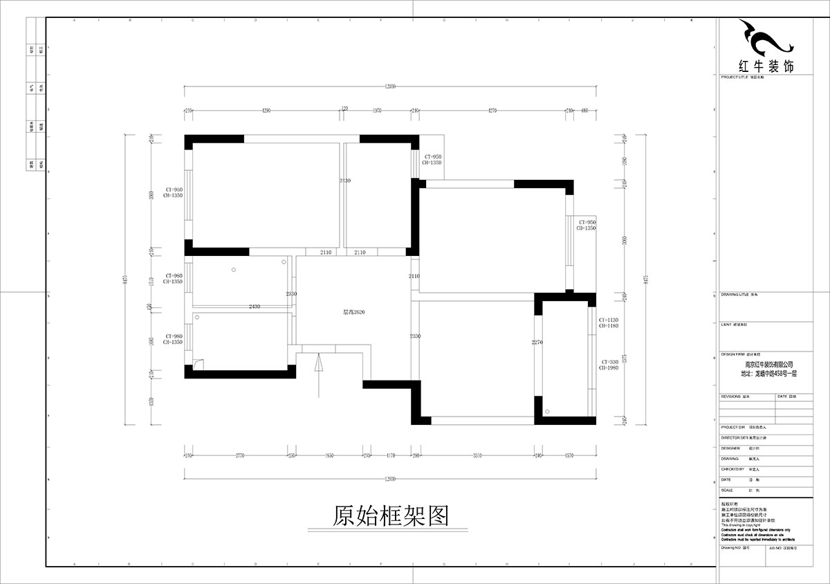 孟憲濤｜盤(pán)城新居43-2-1103-90㎡-簡(jiǎn)約風(fēng)格｜3室2廳1衛(wèi)｜新房裝修｜定制家￥113156｜全包12萬(wàn)｜00_01原始框架圖
