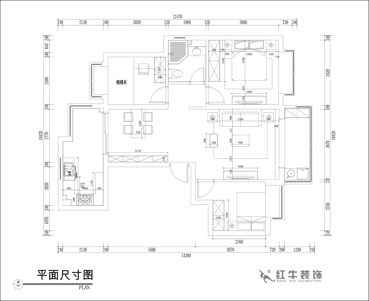 張桐瑋｜恒大林溪郡13-1001-99㎡-簡歐風(fēng)格｜3室1廳1衛(wèi)｜新房裝修｜定制家￥122000｜全包13萬｜00_03家具尺寸圖