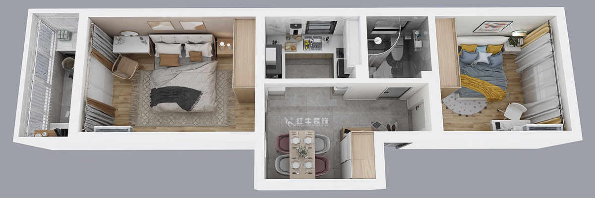 高靈慧｜寧夏路17-1號4-302-60㎡-北歐風格｜2室1廳1衛(wèi)｜老房裝修｜定制家￥79500｜全包7