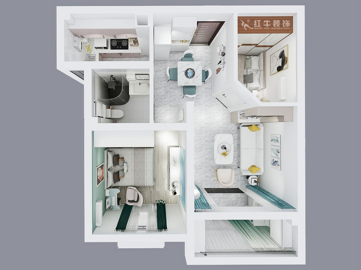 石海升｜迎江雅居12-504-68㎡-簡約輕奢風(fēng)格｜2室2廳1衛(wèi)｜新房裝修｜定制家￥80051｜全包8