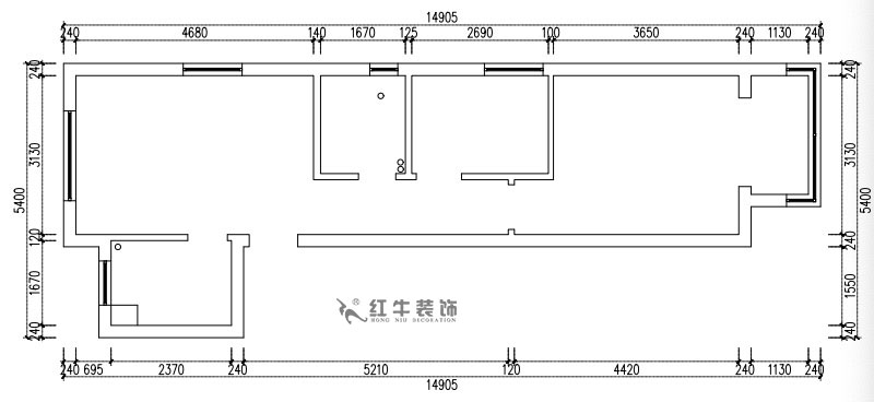 張桐瑋｜紫楊佳園29-2101-59㎡-現(xiàn)代簡(jiǎn)約風(fēng)格｜2室1廳1衛(wèi)｜新房裝修｜定制家￥89500｜全包10萬(wàn)｜00_01原始結(jié)構(gòu)圖