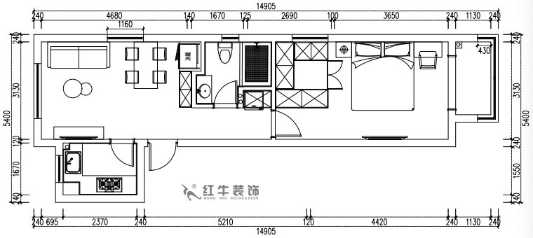 張桐瑋｜紫楊佳園29-2101-59㎡-現(xiàn)代簡(jiǎn)約風(fēng)格｜2室1廳1衛(wèi)｜新房裝修｜定制家￥89500｜全包10萬(wàn)｜00_02平面方案圖