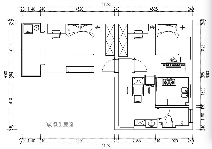 張桐瑋｜老虎頭3-1-403-59㎡-現(xiàn)代簡(jiǎn)約風(fēng)格｜2室1廳1衛(wèi)｜老房裝修｜定制家￥68410｜全包10萬｜00_02平面方案圖