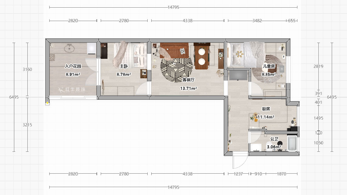 吳昊｜線路新村社區(qū)24-3-60㎡-法式復古風格｜2室1廳1廚1衛(wèi)｜老房裝修｜定制家￥84390｜全包8