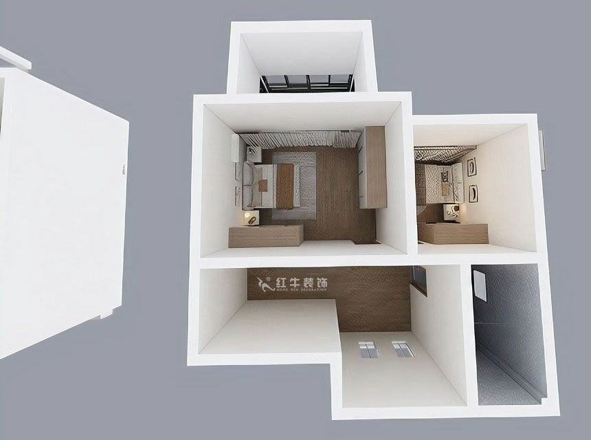 孟憲濤｜養(yǎng)龍山莊D-11B-120㎡-現代簡約風格｜3室2廳2衛(wèi)｜老房裝修｜定制家｜全包14萬｜00_07二樓鳥瞰