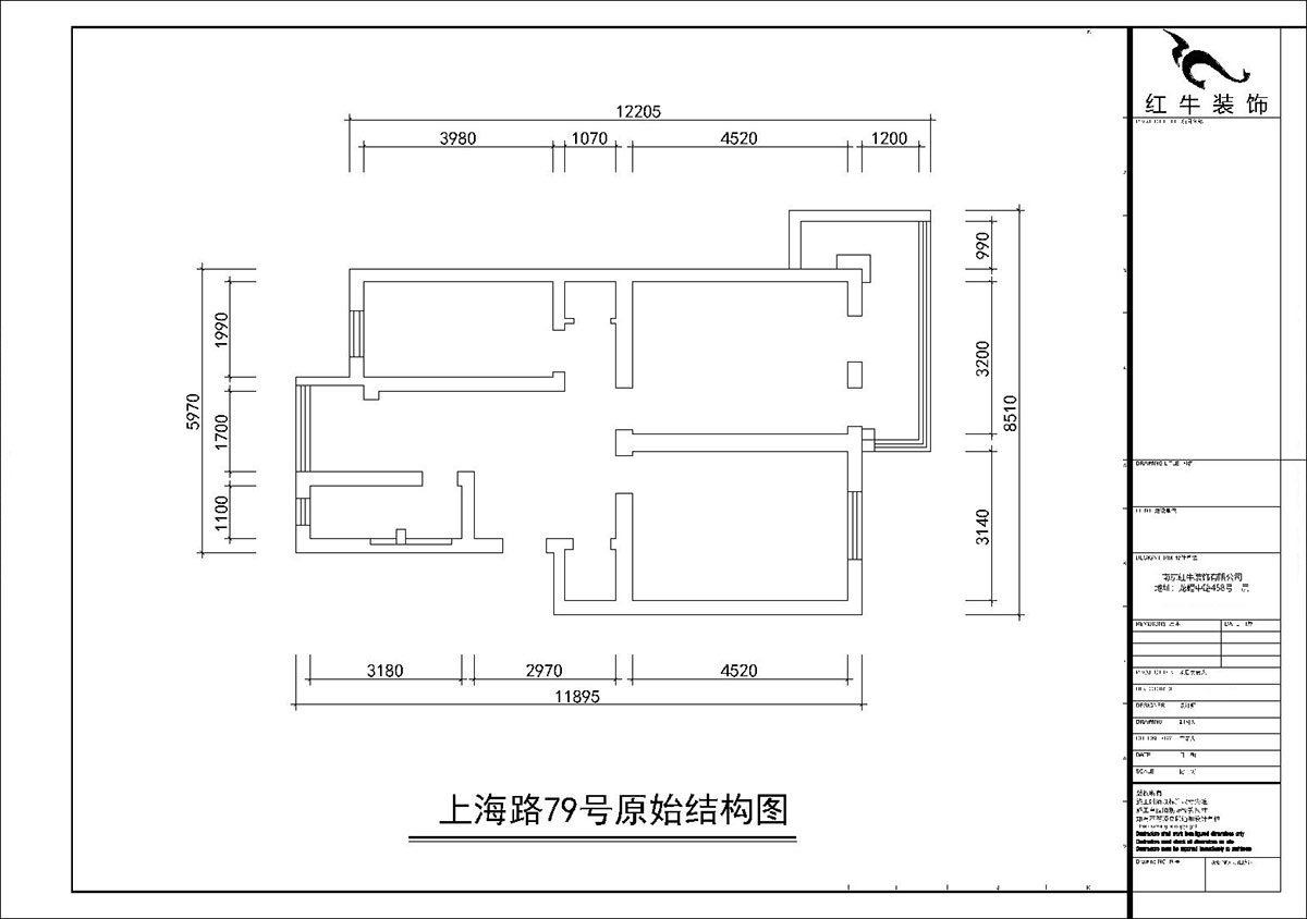 朱彥｜上海路79號(hào)2-201-80㎡-簡(jiǎn)約風(fēng)格｜3室1廳1衛(wèi)｜老房裝修｜定制家｜全包11萬(wàn)｜00_01原始結(jié)構(gòu)圖