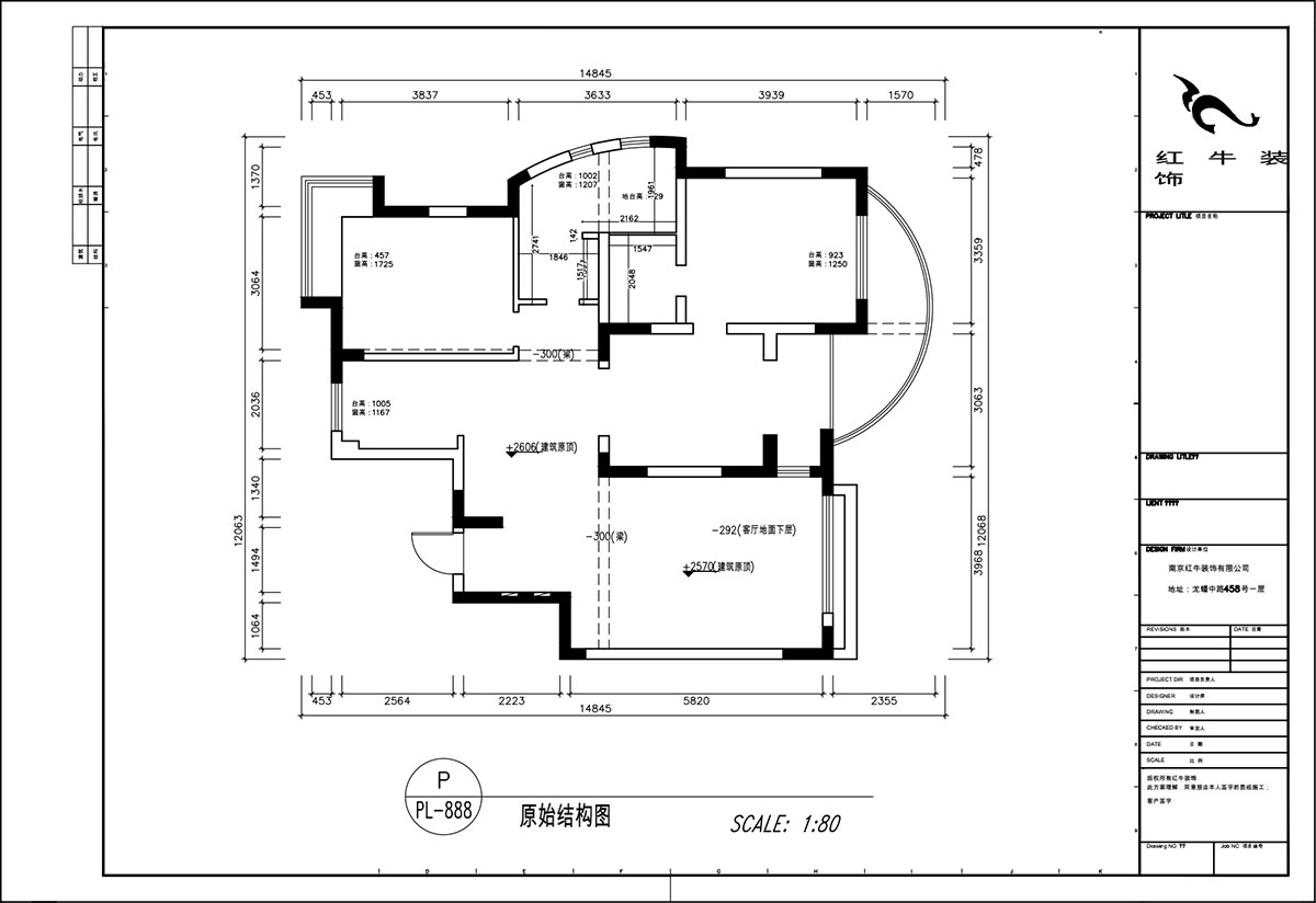 顧娟｜翠島花城荷田苑6-101-135㎡-現(xiàn)代簡(jiǎn)約風(fēng)格｜3室2廳2衛(wèi)｜舊房裝修｜定制家｜全包19萬(wàn)｜00_01原始結(jié)構(gòu)圖