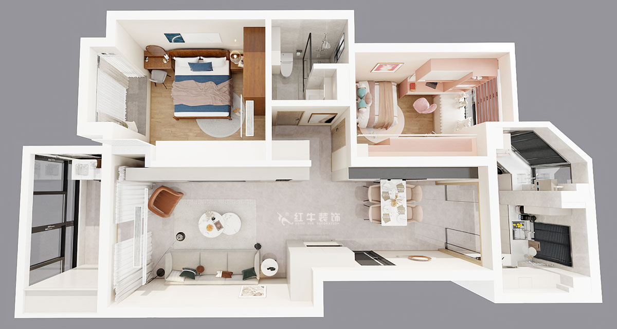 顧娟｜翠島花城柳絲苑5-804-98㎡-現(xiàn)代風格｜2室2廳1衛(wèi)｜舊房裝修｜定制家｜全包13