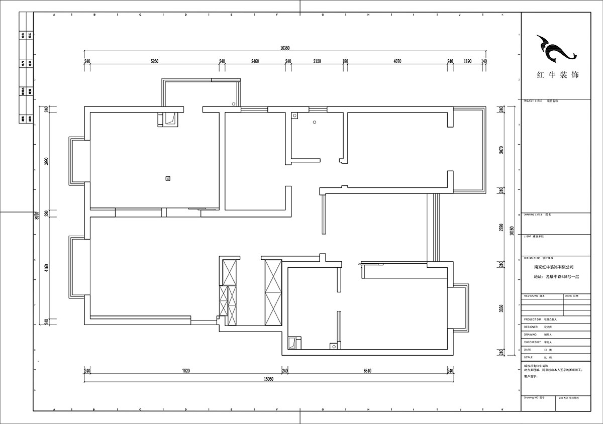 陸利民｜東郊美樹苑2-901-150㎡-現(xiàn)代簡約風(fēng)格｜4室2廳2衛(wèi)｜舊房裝修｜定制家｜全包21萬｜00_01原始結(jié)構(gòu)圖