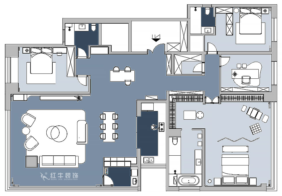 【實(shí)景案例】朱明琪｜天鵝堡花園-280㎡-現(xiàn)代輕奢風(fēng)格｜3室2廳2衛(wèi)｜精裝修改造｜改造家｜全包30萬(wàn)｜00_02平面布置圖