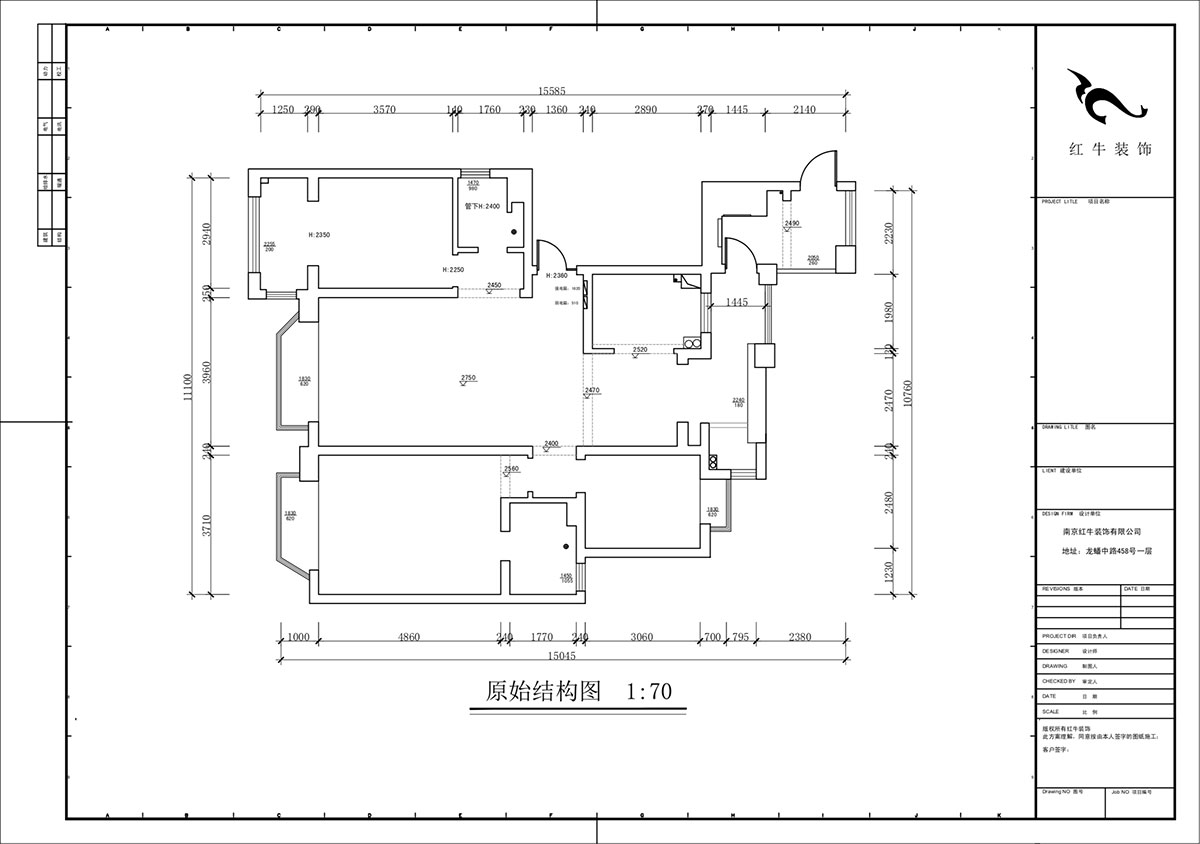 蔣?。鸪?1-3-2206-140㎡-法式奶油風(fēng)格｜3室2廳2衛(wèi)｜新房裝修｜定制家｜全包23萬｜00_01原始結(jié)構(gòu)圖