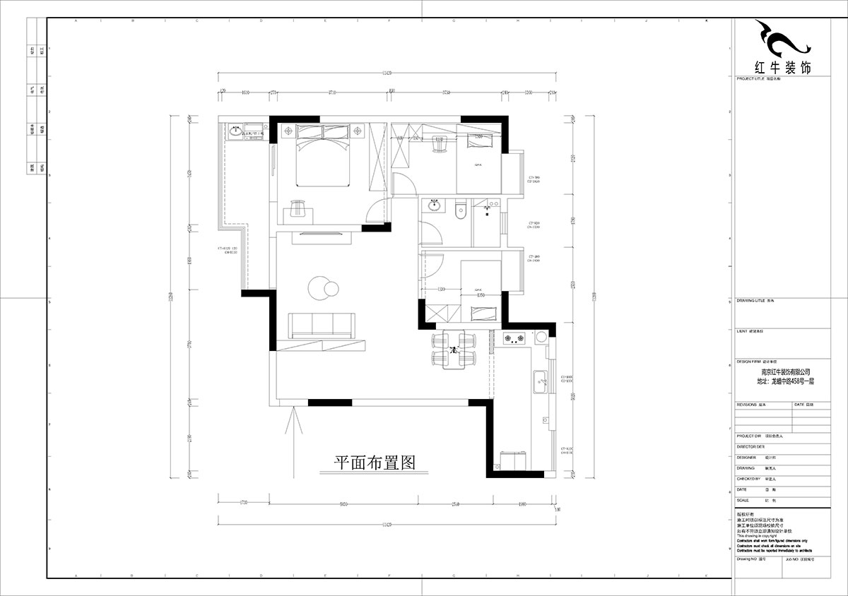 孟憲濤｜橋西苑2-1-1104-108㎡-簡約風格｜3室2廳1衛(wèi)｜老房裝修｜定制家｜全包14萬｜00_02平面布置圖