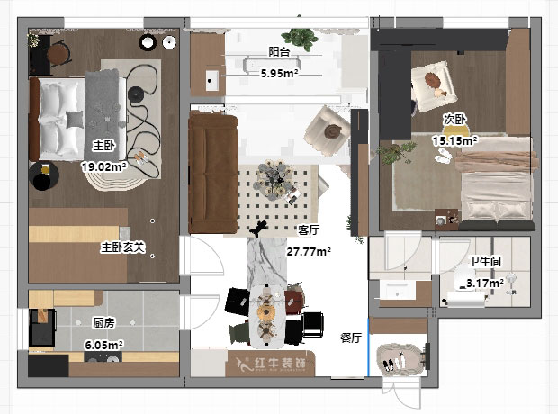 南京100㎡原木風裝修，朗詩國際街區(qū)中園，布局太巧妙了
