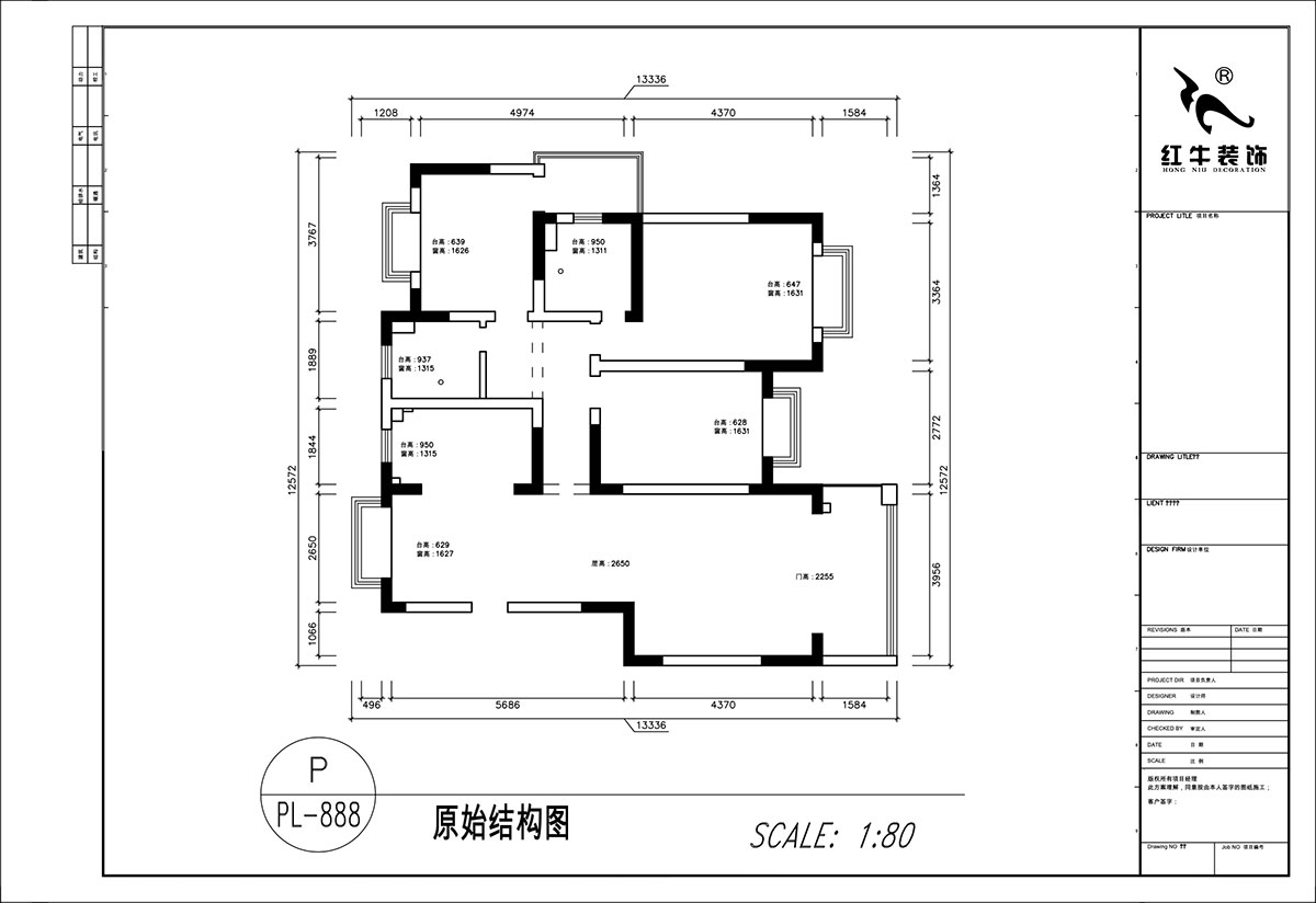 顧娟｜挪威森林13-501-125㎡-中古風｜3室2廳2衛(wèi)｜舊房裝修｜定制家｜全包17萬｜00_01原始結(jié)構(gòu)圖