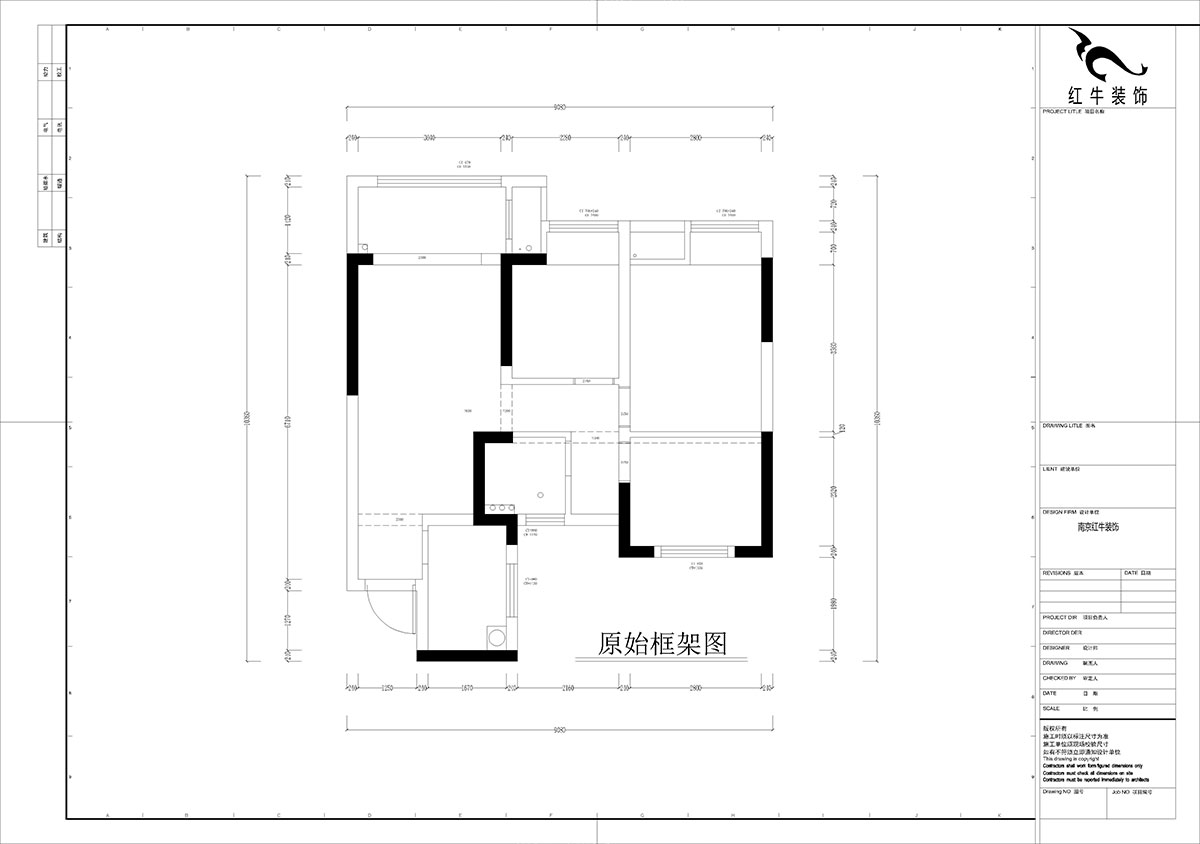 孟憲濤｜江城苑6-2-1704-88㎡-簡約風格｜3室2廳1衛(wèi)｜新房裝修｜定制家｜全包12萬｜00_01原始框架圖