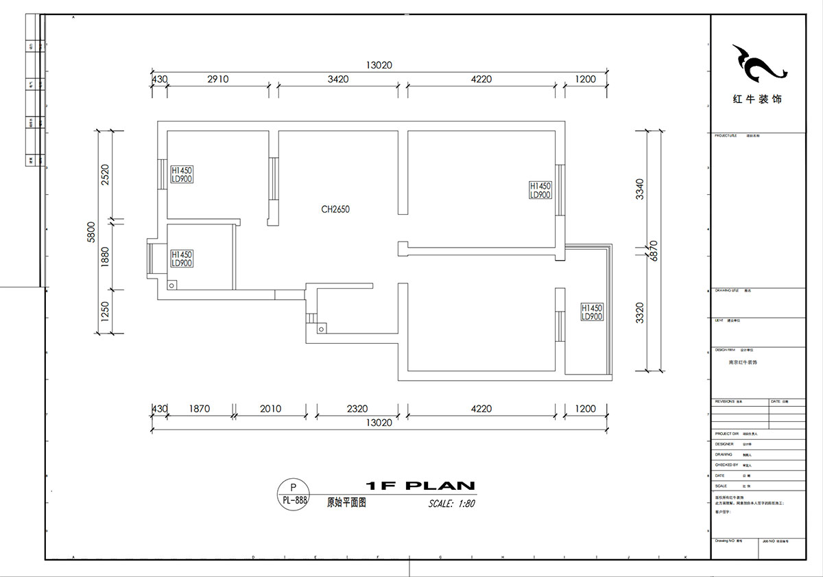 劉小勇｜龍蟠中路466號401室-83㎡-現(xiàn)代簡約風(fēng)格｜2室2廳1衛(wèi)｜老房裝修｜定制家｜全包10萬｜00_01原始結(jié)構(gòu)圖
