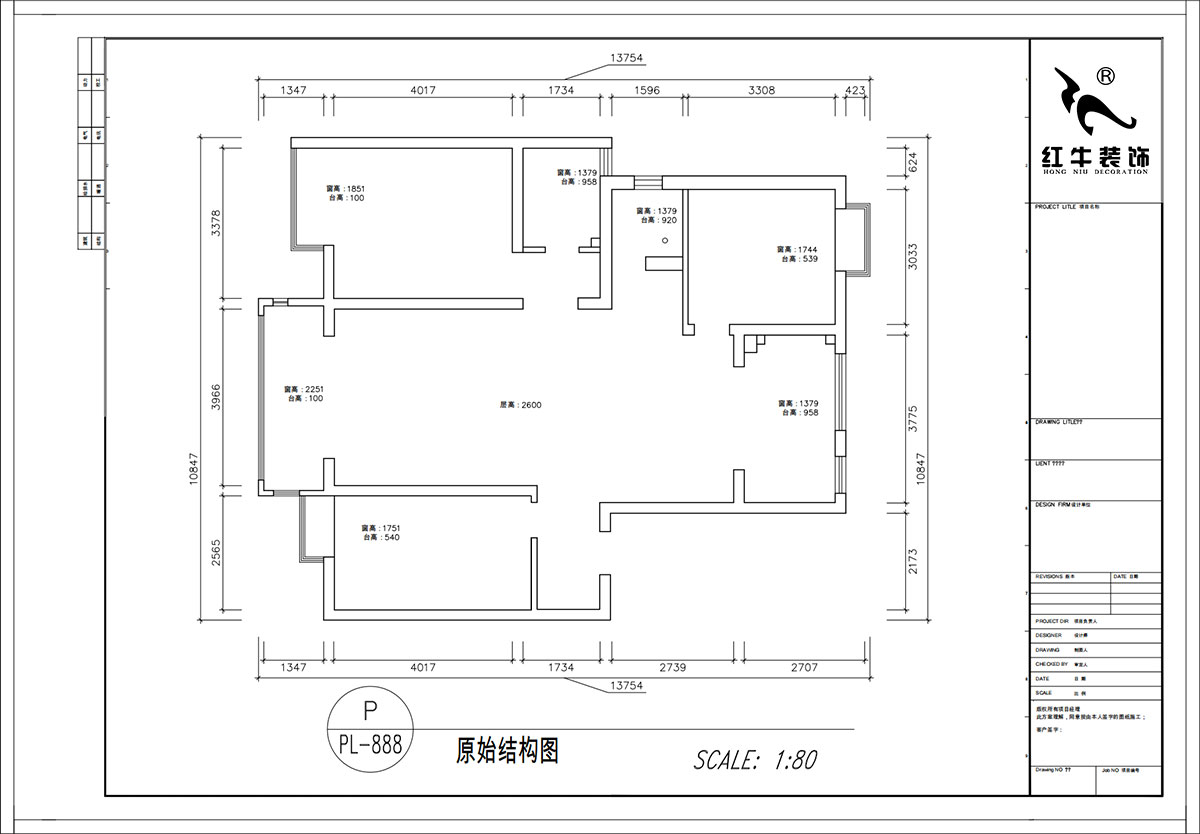 顧娟｜紫金明珠4幢202室-120㎡-現代簡約風格｜3室2廳2衛(wèi)｜舊房裝修｜定制家｜全包17萬｜00_01原始結構圖